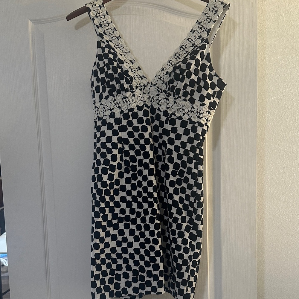 Trina Turk Black and White Geometric Mini Dress